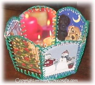 Recycled Christmas Card Basket
