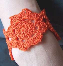 Crocheted Lotus Flower Bracelet or Cuff