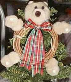 pompom bear on twig wreath
