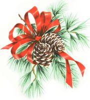 pine cones and ribbons