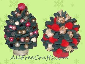Christmas trees made from pinecones