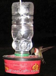 recycled homemade hummingbird feeder
