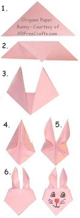 steps in making origami bunnies