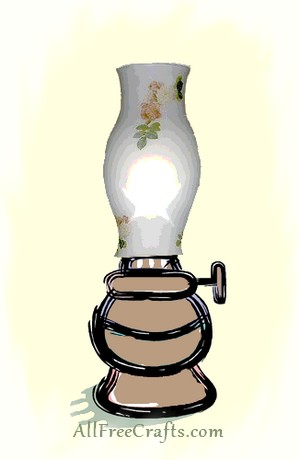 oil lamp with decorated glass