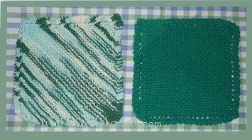 two basic knitted dishcloths