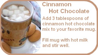 cinnamon hot chocolate mix label