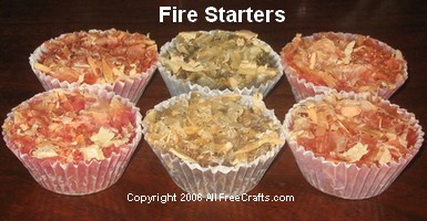 recycled wax fire starters in paper cups
