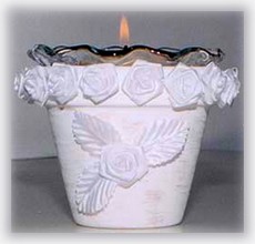 white rose pot candle holder