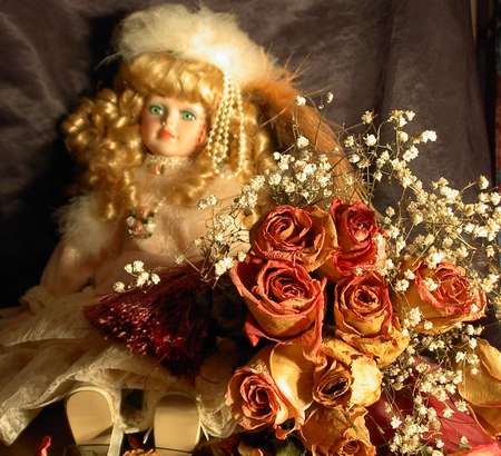 doll with roses