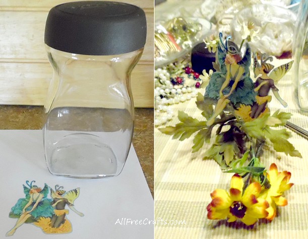 choosing a fairy image and glass jar