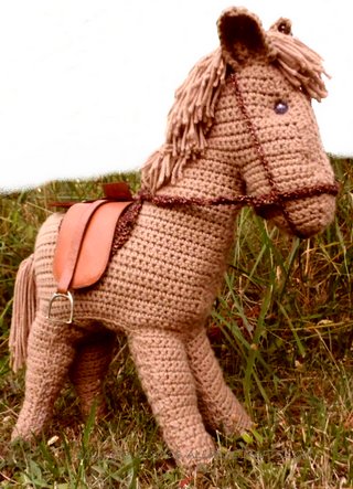 completed crocheted horse