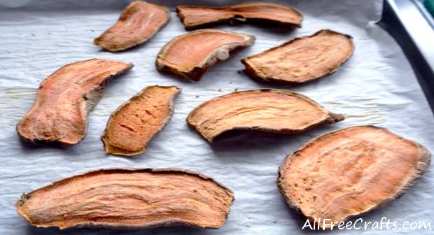 baked and dried sweet potato slices