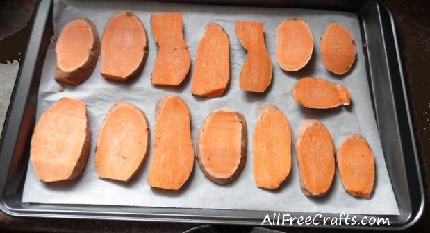 baking sheet of sweet potatoes