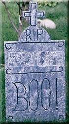 R.I.P. styrofoam headstone
