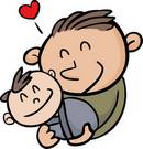smiling father and son