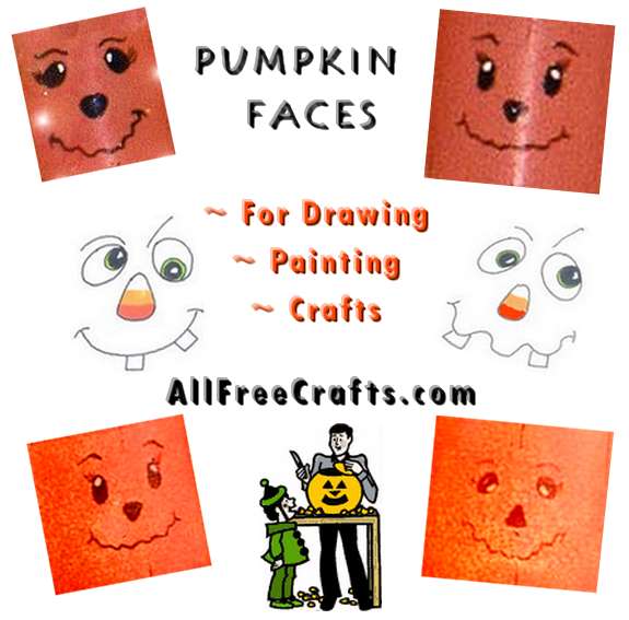 pumpkin faces for crafts, drawing, painting, jars etc