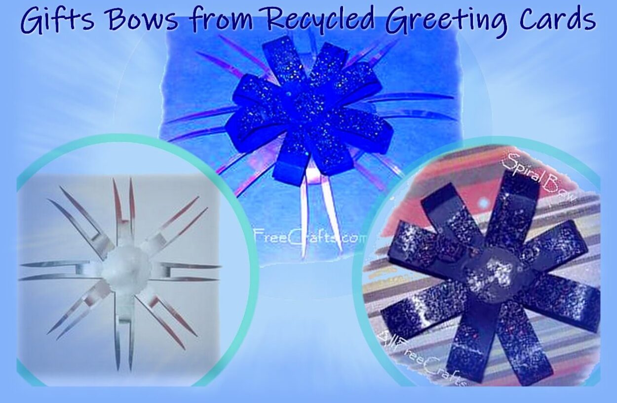 recycled gift bows made from greeting cards