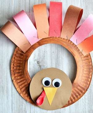 Paper Plate Turkey with a Hand Print Tail