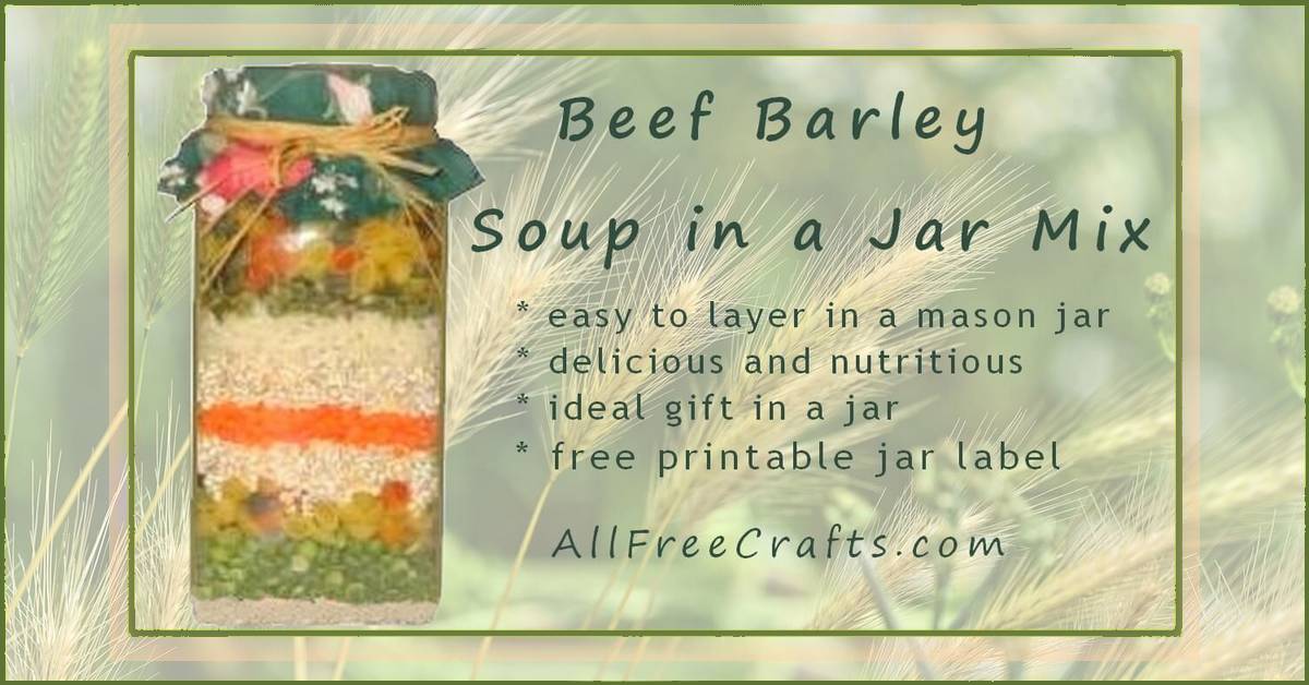 beef barley soup mix layered in a jar