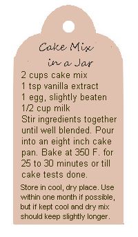 printable label for cake in a jar mix