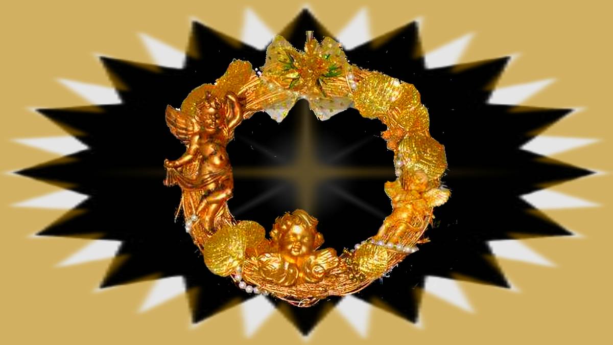 gold painted homemade cherub wreath