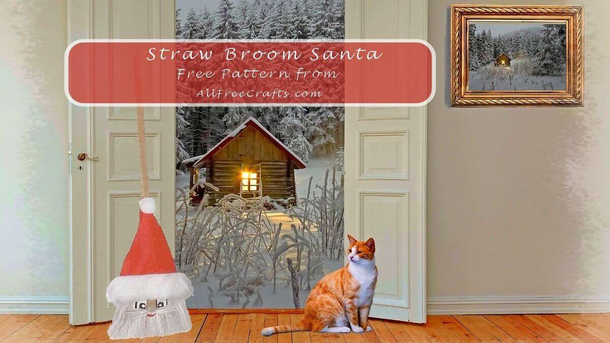 Straw Broom Santa Decoration