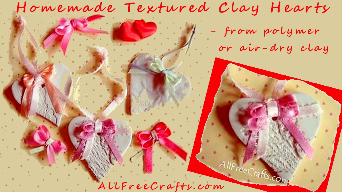 homemade textured clay hearts 