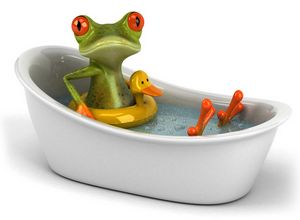 frog having a fizzy bath
