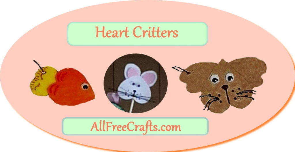 kitten, dog and fish made from heart-shaped craft foam
