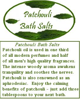 patchouli bath salts label