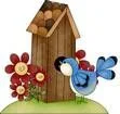 bluebird feeding chicks in a bird house illustration