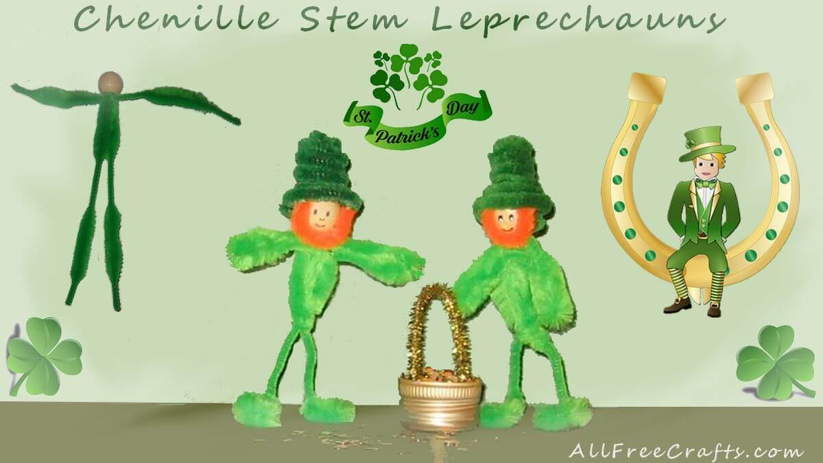 two chenille stem leprechauns