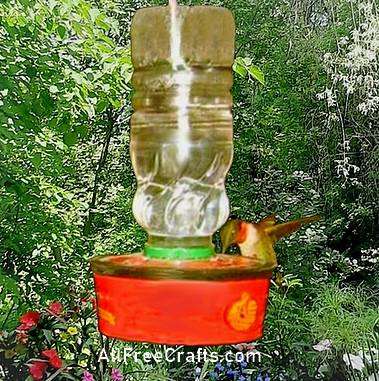 homemade hummingbird feeder being used