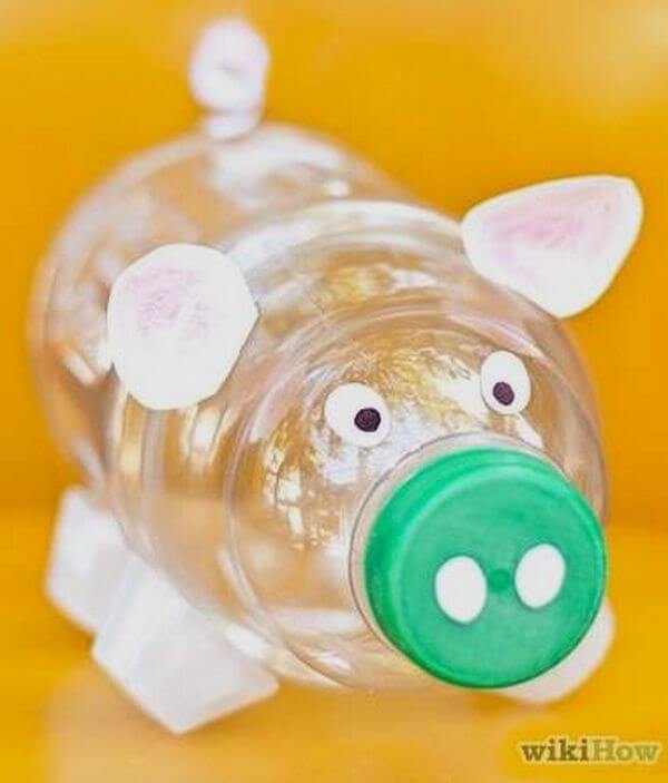 recycled plastic bottle piggy bank