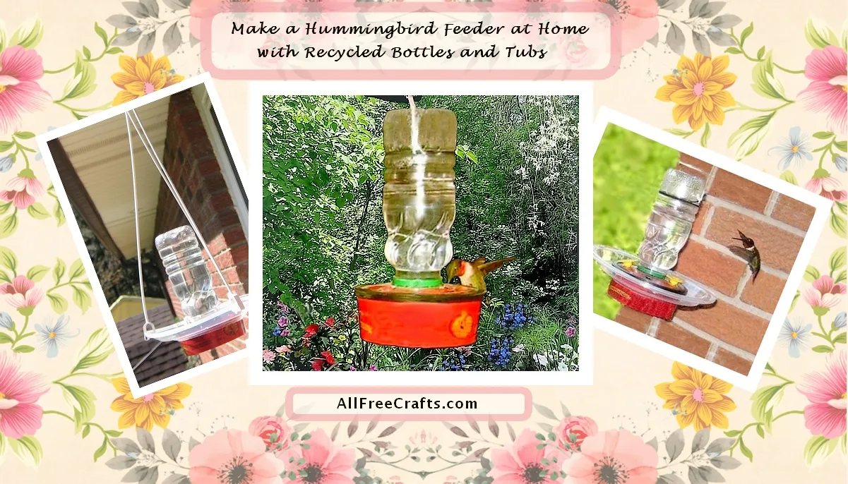 make a recyled hummingbird feeders from recycled tibs and water bottles 