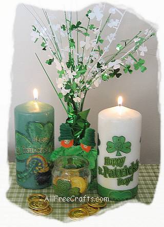 pillar candles for St Patrick's Day