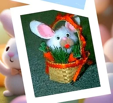 mini pompom bunny in a basket photo 