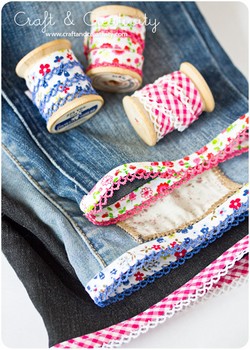 bias tape trimmed denim shorts