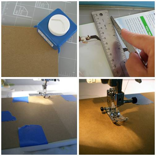 steps to sewing a cereal cardboard journal