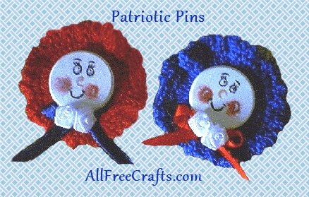 crocheted round patriotic pins