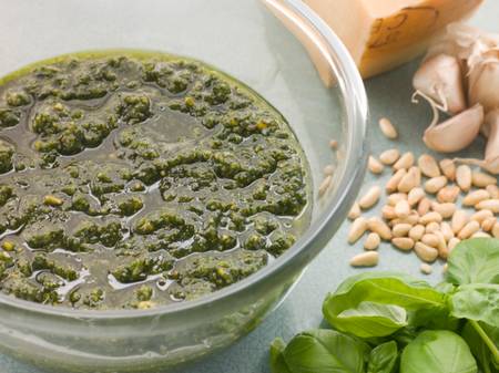 basil pesto with pine nuts and garlic