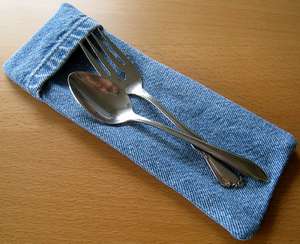 denim cutlery pouch