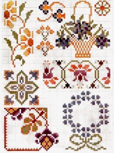 Priscilla Colored Cross Stitch Book 2 - baskets and flowers plate