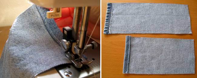 sew hems on the denim pieces