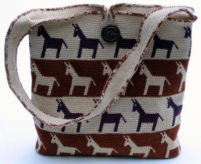 tapestry crochet horse motif purse