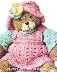 Crochet Teddy Bear in Coordinating Dress and Hat