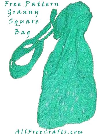green granny square crocheted bag