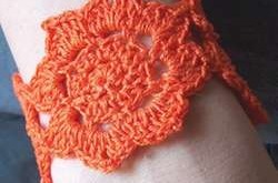 crocheted lotus flower cuff or bracelet