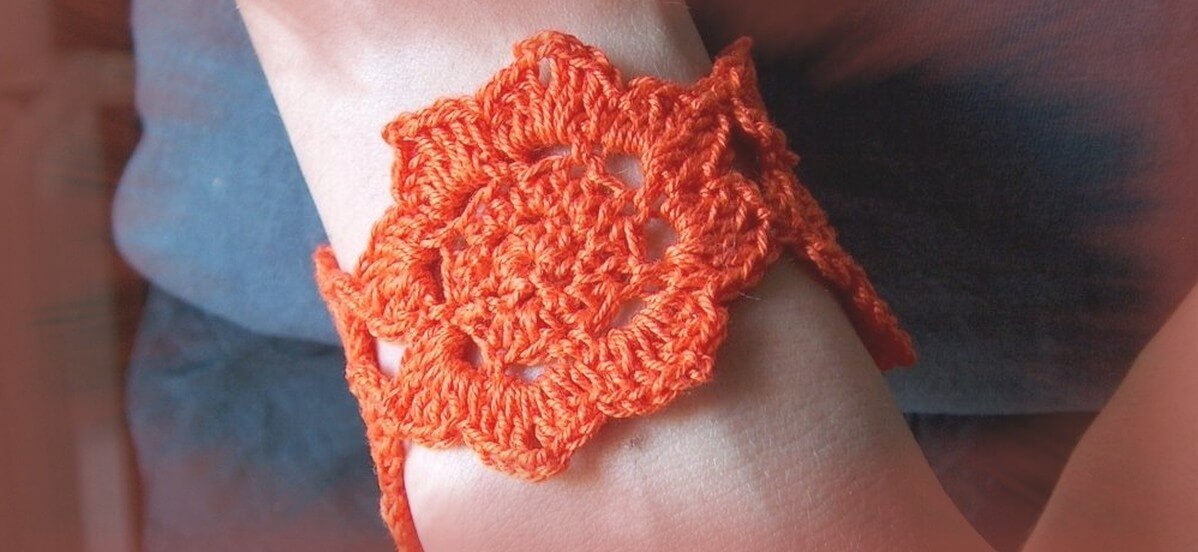 Crocheted Lotus Flower Bracelet