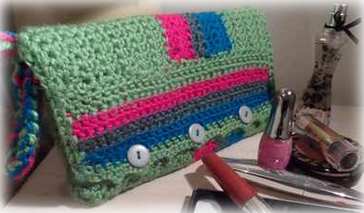 crocheted cosmetic bag